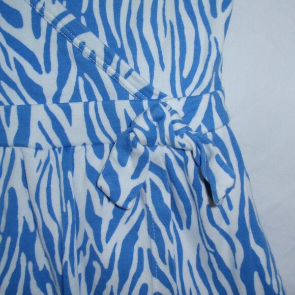 Diane Von Furstenberg Size L 10 12 Blue Sea Twig Knee Length Faux Wrap Dress - Picture 4 of 10